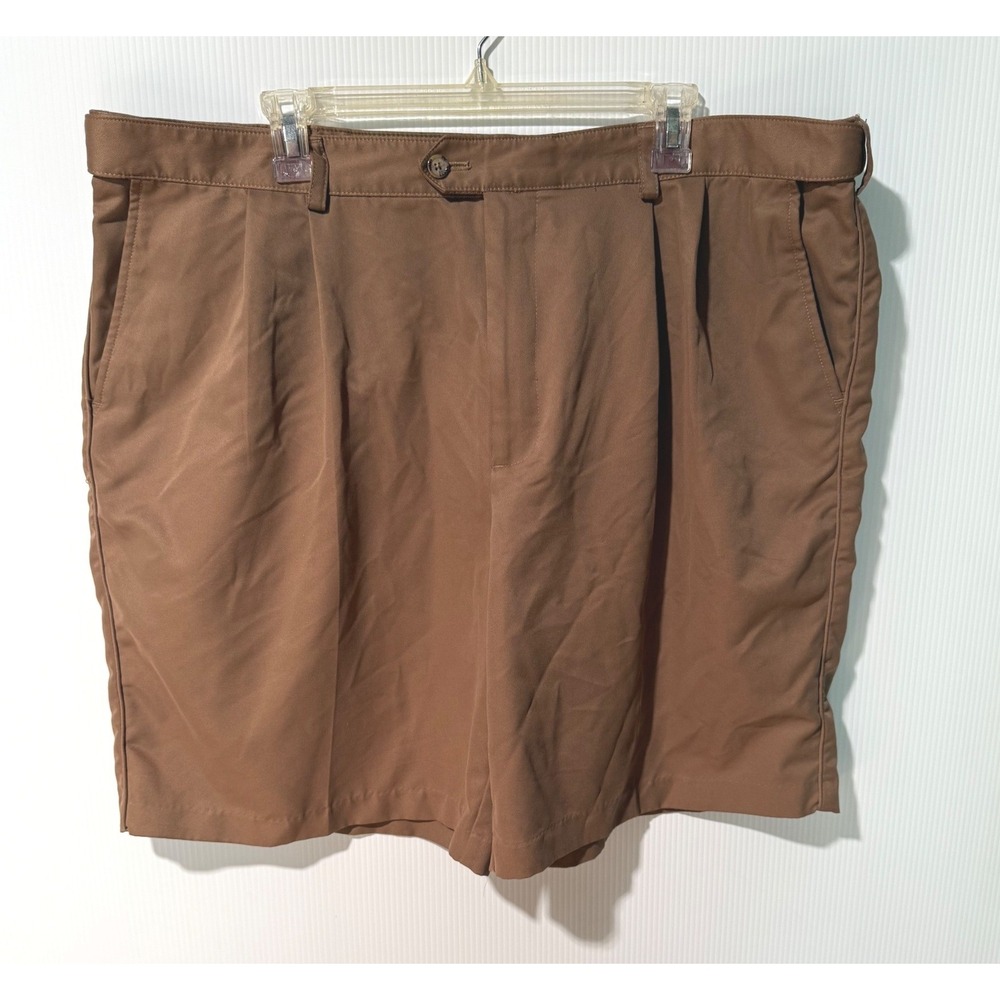 IZOD Golf Shorts Mens 42‎ Brown Pleated Performance Classic Fit Golfcore